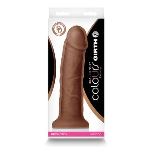 COLOURS DUAL DENSITY 7IN GIRTH DILDO BROWN - NSN040932
