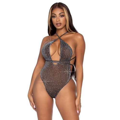 Convertible Plunging Rhinestone Teddy - 89270     06522