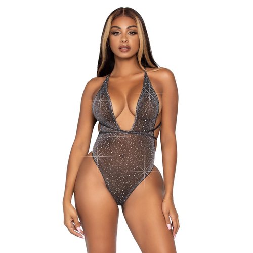 Convertible Plunging Rhinestone Teddy - 89270     06522