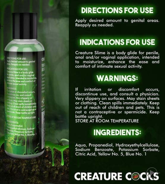 CREATURE COCKS CREATURE SLIME WATER BASED GREEN SLIME LUBE 4OZ - XRAH586