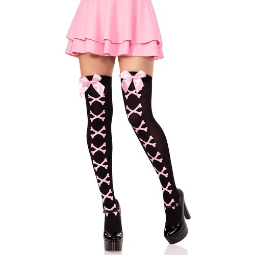 Crossbone Opaque Thigh Highs - 6230      13122