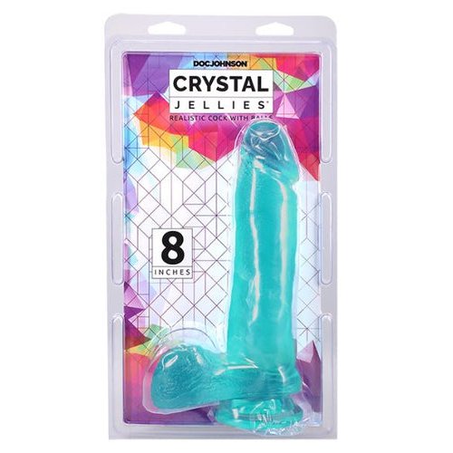 CRYSTAL JELLIES REALISTIC COCK W/BALLS 8IN TEAL