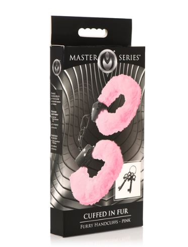 MASTER SERIES CUFFED IN FUR HANDCUFFS PINK - XRAG937PNK
