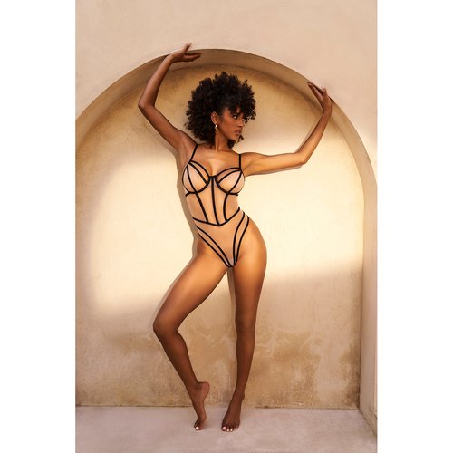 No need to compromise comfort for sensuality with this illusion boning bodysuit. Crafted f