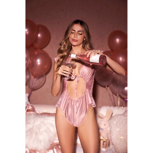 A combination of romance and sophistication. Romper in a satin finish fabric with floral l