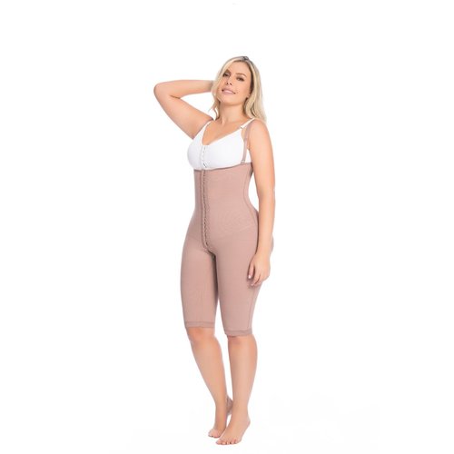 Body Garment below the Knee - 3 level hooks  Braless. Bust enhancing girdle with clasps th