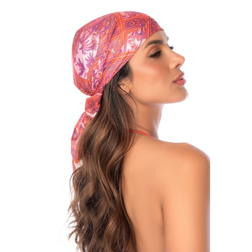 Versatile square scarf that can be worn as a headwrap, bandana, or chic bandeau.