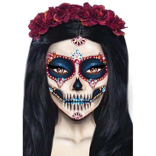 Day of the Dead Skeleton Face Jewels - EYE020    10122