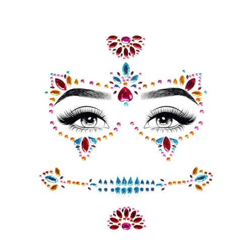 Day of the Dead Skeleton Face Jewels - EYE020    10122
