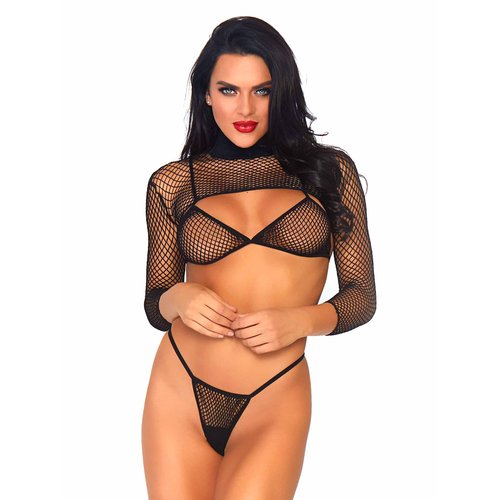 Deep Cut Fishnet Bikini Set - 81583     00122