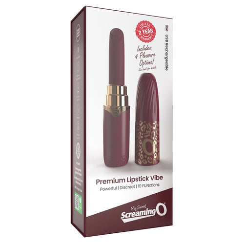 RECHARGEABLE VIBRATING LIPSTICK - MERLOT - SCRALIPML