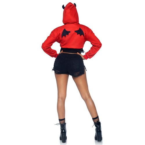 Devil Cropped Hoodie With Wings - 87079     01225