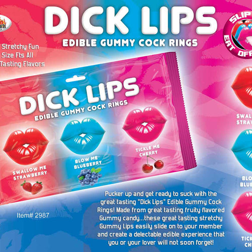 DICK LIPS GUMMY COCK RING 3PK