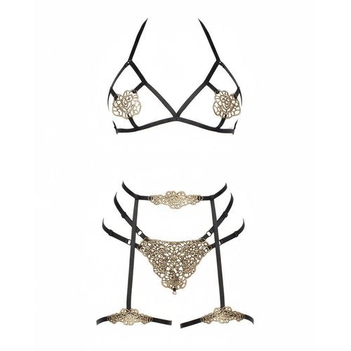DM After Dark Applique Bra and Panty Set - 89364     05422
