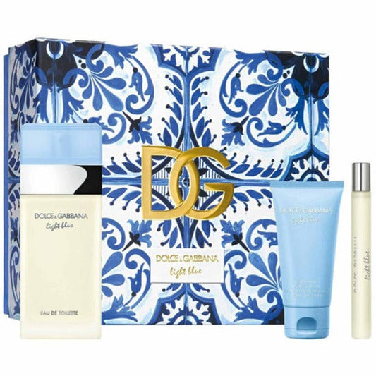 DOLCE & GABBANA LIGHT BLUE L 3PC SET, WOMEN'S GIFT SET, EDT-Pinkfoxxx