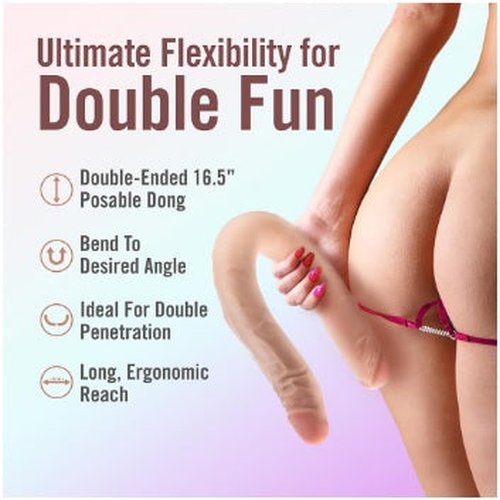 DR SKIN PLUS - 16.5 POSABLE DOUBLE DONG - BEIGE " - BN32093