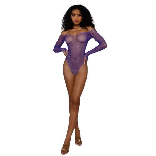DREAMGIRL RHINESTONE OFF SHOULDER BODYST ULTRA VIOLET - DG14310UVLT