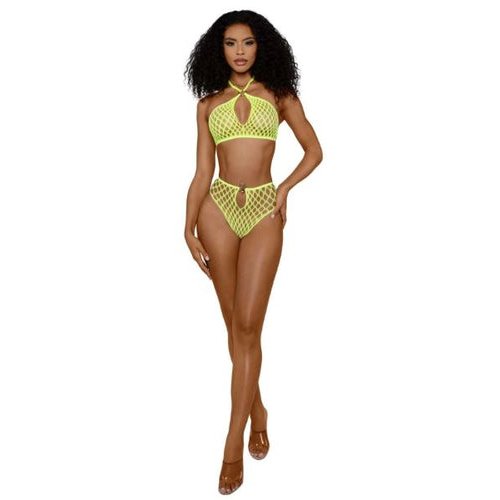 DREAMGIRL SITUATION NET 2PIECE 2 PIECE SET NEON YELLOW OS - DG14308NYW