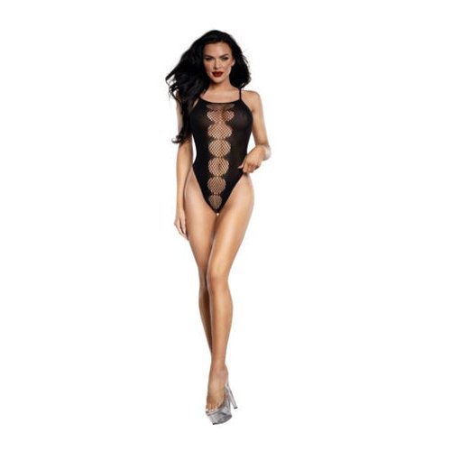 EASY TEDDY W/ FISHNET PEEK A BOO BLK OS - DG14016BLK