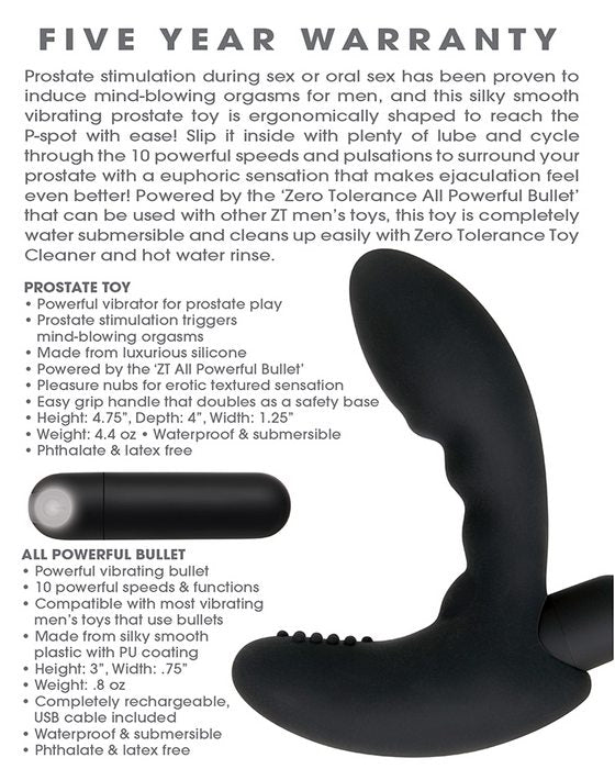 ZERO TOLERANCE ETERNAL P SPOT PROSTATE MASSAGER BLACK - ENZERS18512