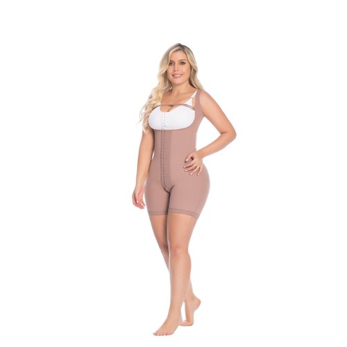 Body Garment Covered Back, Mid Thigh 3 Level Hooks. Open bust high compression abdominal r
