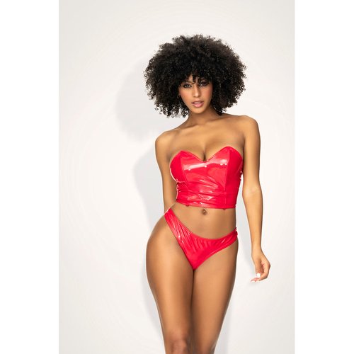 Vinyl with a romantic twist. A versatile two piece set that turns into a babydol
