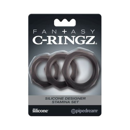 FANTASY C RINGZ SILICONE DESIGNER STAMINA SET BLACK - PD596723