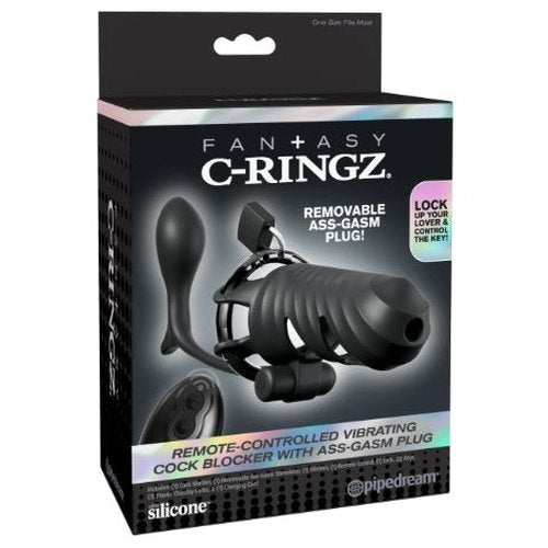 FANTASY C RINGZ VIBRATING COCK BLOCKER ASS-GASM PLUG BLK - PD597023