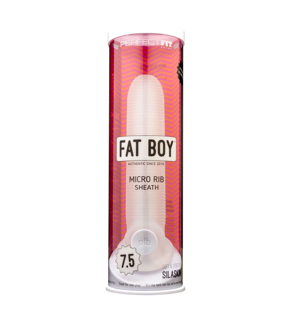 PERFECT FIT FAT BOY MICRO RIBBED SHEATH 7.5IN CLEAR - PERCS27C