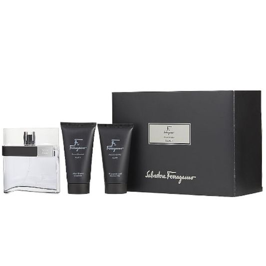 FERRAGAMO F BLACK 3PC SET, MEN'S PERFUME, EDP-Pinkfoxxx