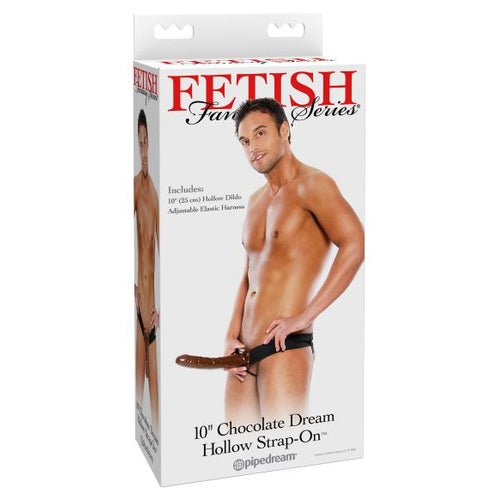 FETISH FANTASY 10IN CHOCOLATE DREAM HOLLOW STRAP ON - PD394800