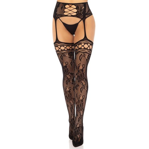 French Rose Garter Belt Stockings - 1609      00122