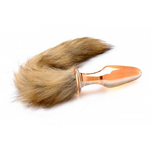 FRISKY ORANGE GLASS BUTT PLUG W/FOX TAIL - XRAD800