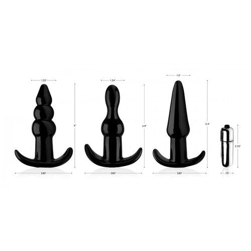 FRISKY THRILL TRIO ANAL PLUG SET BLACK - XRAG293BLK