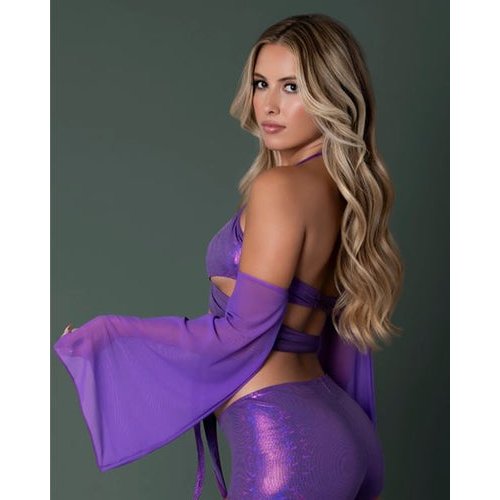 GLIMMER BRALETTE & SHORTS METALLIC PURPLE S/M