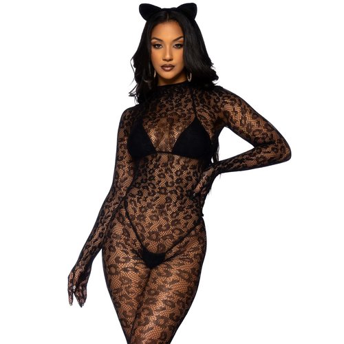 Gloved Leopard Catsuit - 89891     00122