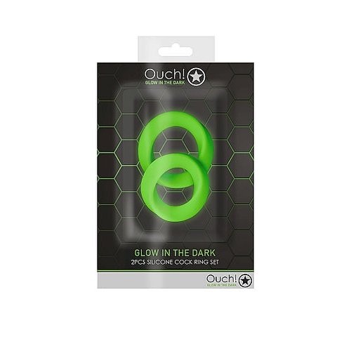 GLOW 2PCS COCK RING SET GLOW IN THE DARK - SHTOU730GLO