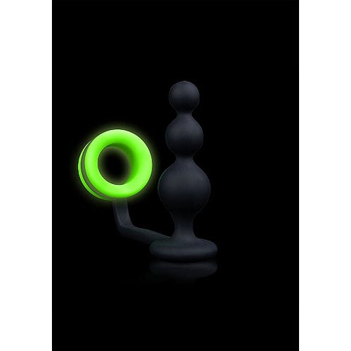 GLOW BEADS BUTT PLUG W/ COCK RING GLOW IN THE DARK - SHTOU724GLO