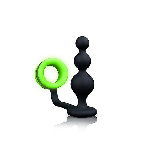 GLOW BEADS BUTT PLUG W/ COCK RING GLOW IN THE DARK - SHTOU724GLO