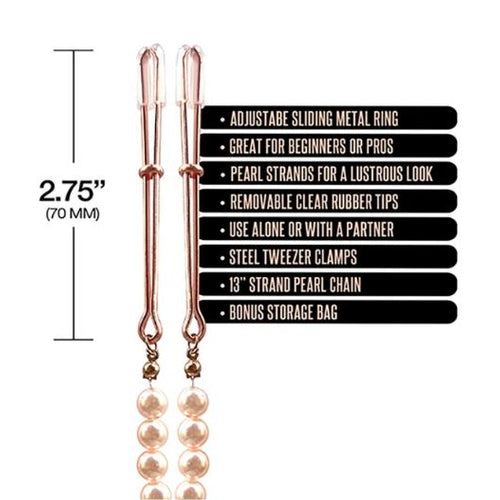NIXIE ADJUSTABLE TWEEZER CLIPS WITH PEARLS ROSE GOLD - GN1000352