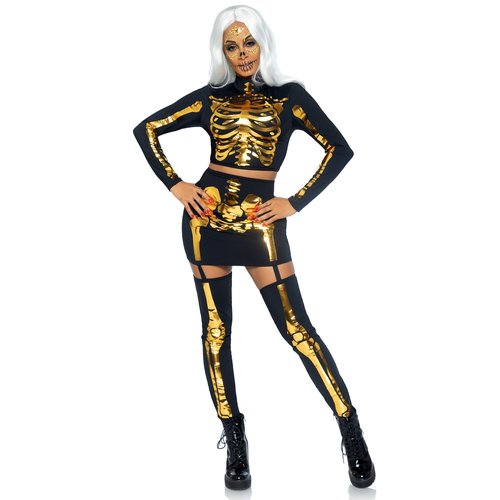 Golden Skeleton Crop Top and Skirt - 87061     05401