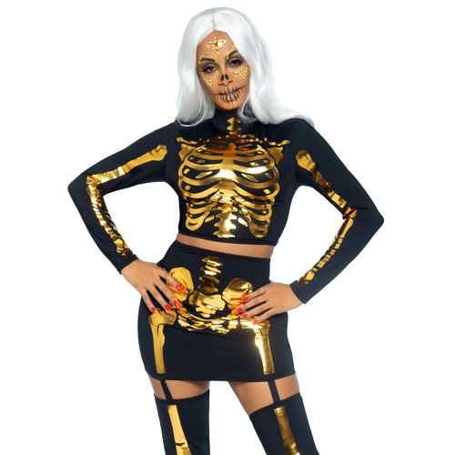 Golden Skeleton Crop Top and Skirt - 87061     05401