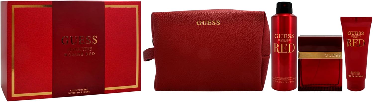 GUESS SEDUCTIVE RED 4PC SET,MEN'S GIFT SET, EDT-Pinkfoxxx