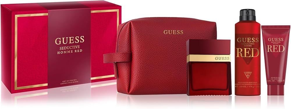 GUESS SEDUCTIVE RED 4PC SET,MEN'S GIFT SET, EDT-Pinkfoxxx