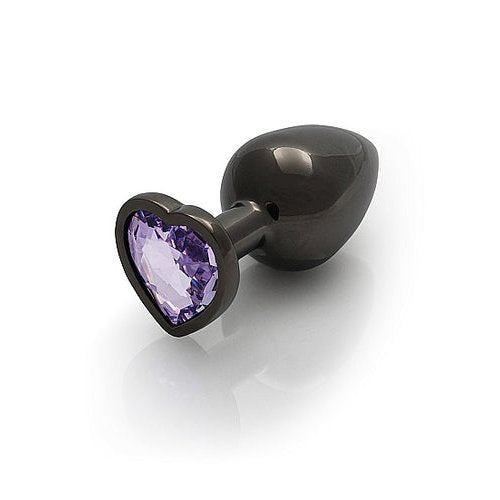 HEART GEM BUTT PLUG MEDIUM GUNMETAL AMETHYST - SHTOU812GUN