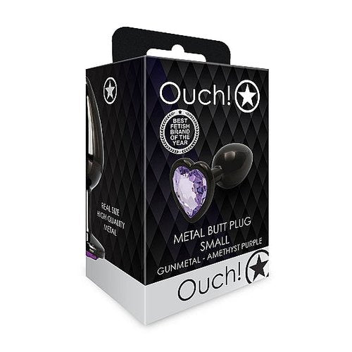 HEART GEM BUTT PLUG SMALL GUNMETAL AMETHYST - SHTOU811GUN