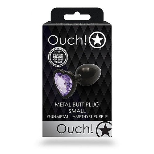 HEART GEM BUTT PLUG SMALL GUNMETAL AMETHYST - SHTOU811GUN