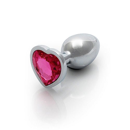HEART GEM BUTT PLUG SMALL SILVER RUBELLITE PINK - SHTOU799SIL