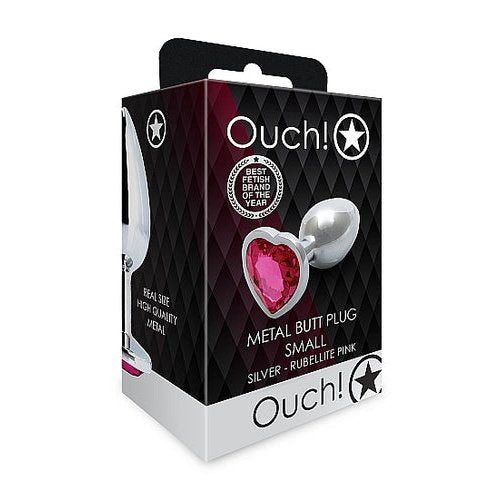 HEART GEM BUTT PLUG SMALL SILVER RUBELLITE PINK - SHTOU799SIL