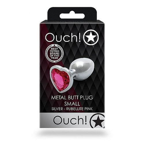 HEART GEM BUTT PLUG SMALL SILVER RUBELLITE PINK - SHTOU799SIL